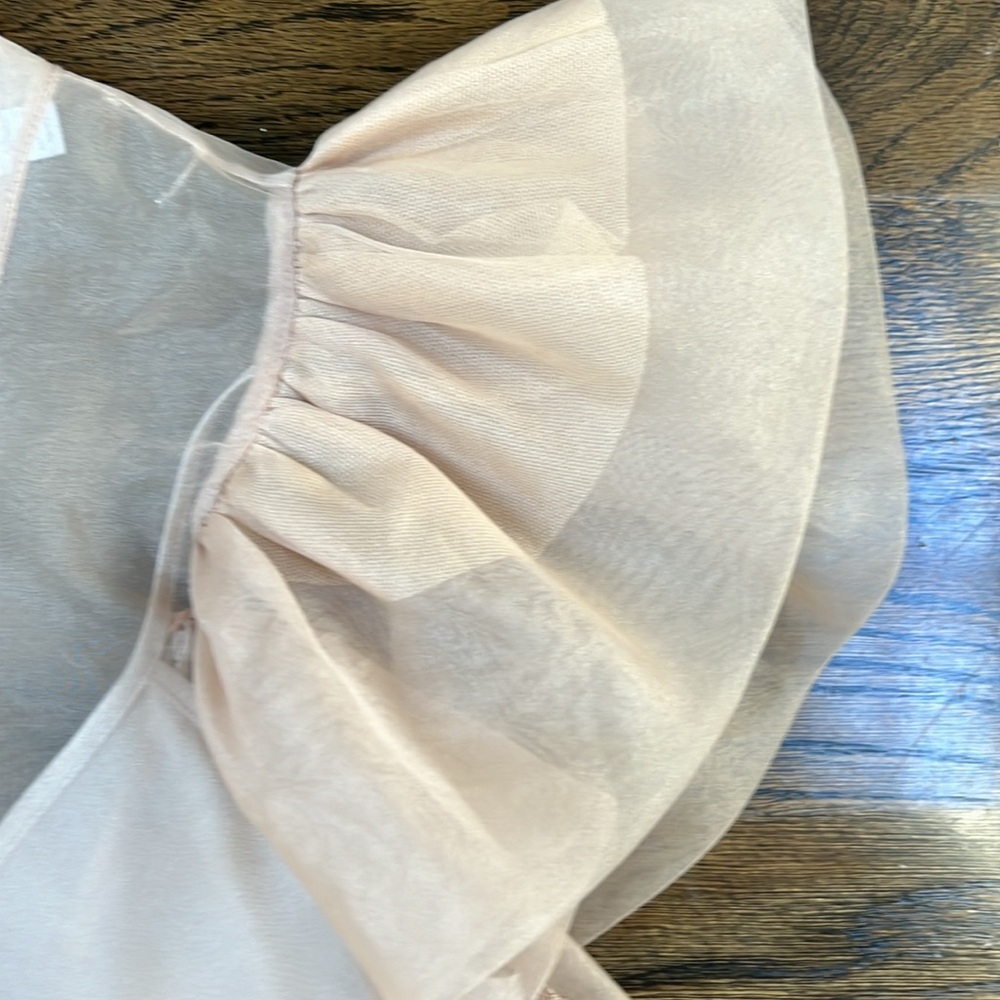 Jonathan Simkhai Sheer Flutter Sleeve Top Size Me… - image 3